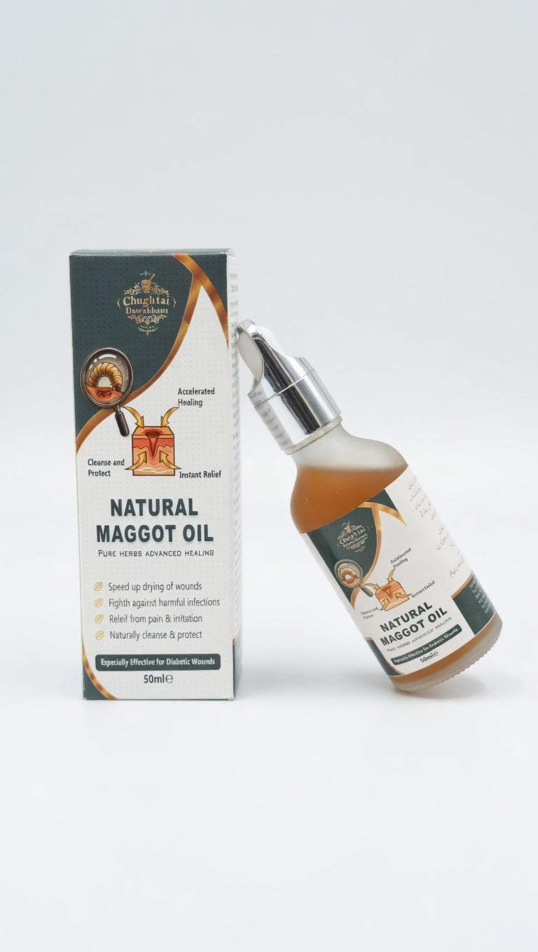 Natural Maggot Oil - 50ml | Herbal Wound Healing Oil for Diabetic Wounds