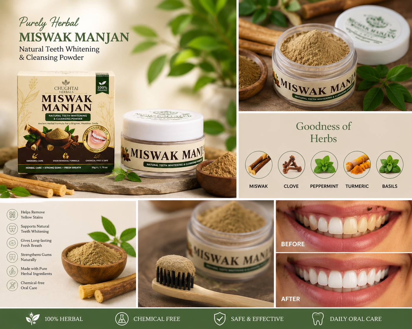 Miswak Manjan – Purely Herbal Teeth Whitening Powder